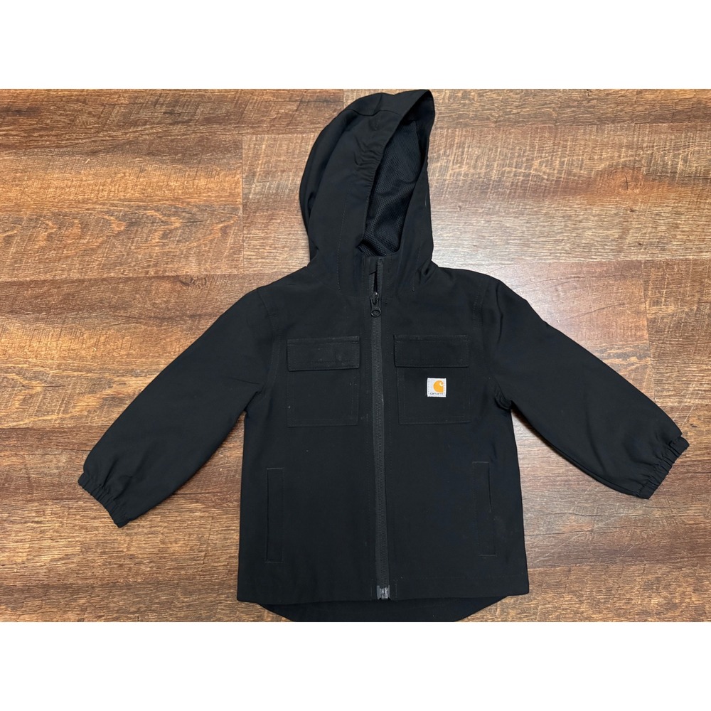Carhartt Baby Toddler Black Hooded Jacket 18M Full Zip Workwear Coat